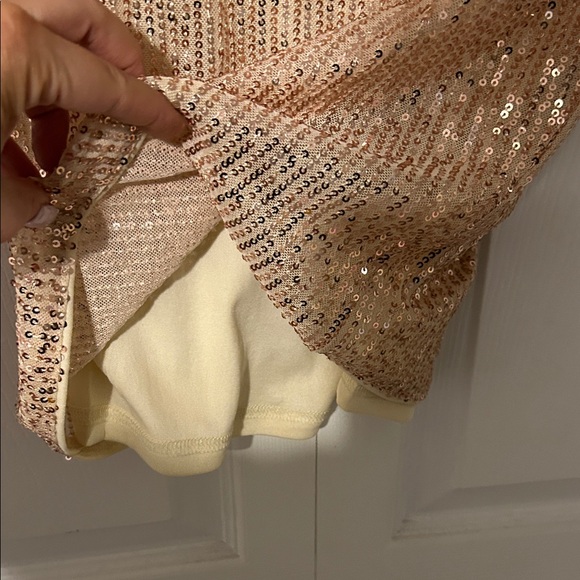 Grace Karin Champagne Sequin Dress with Puff Sleeves - Picture 4 of 11